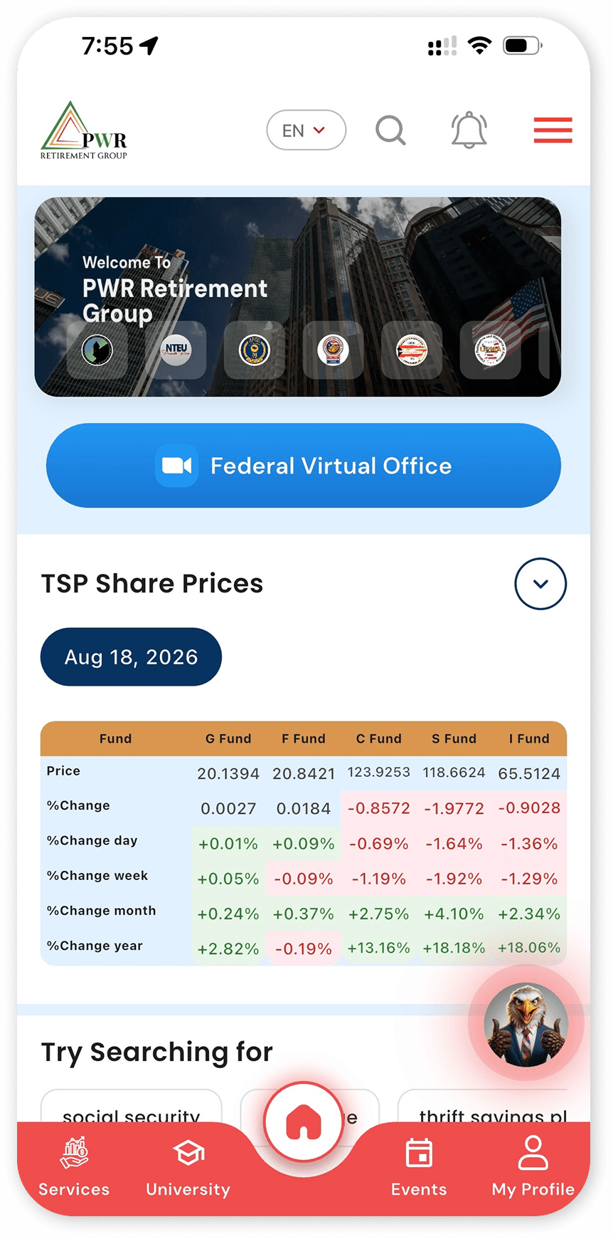 Home Dashboard & TSP Tracker